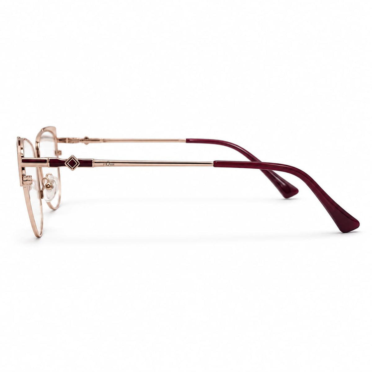 Armação Feminina Óculos PD  ZF20005 C2 Dourado Vermelho