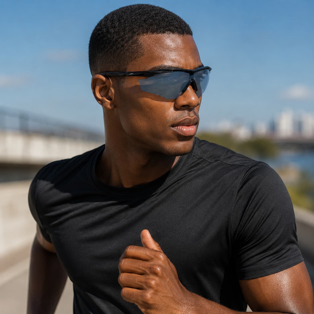 Óculos de Sol Esportivo Por Dios modelo HP 12458 - Preto - Azul Espelhado