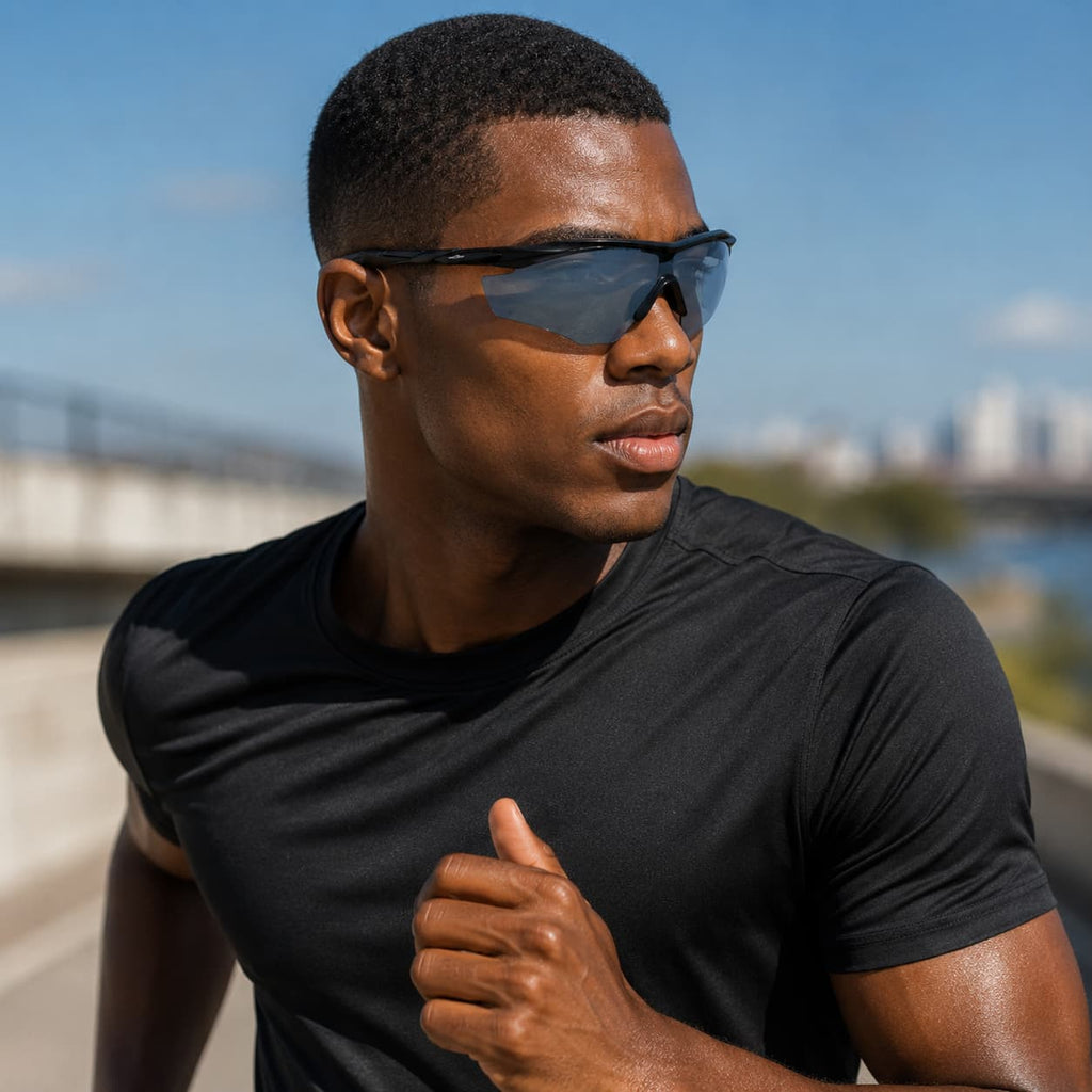 Óculos de Sol Esportivo Por Dios modelo HP 12458 - Preto - Azul Espelhado