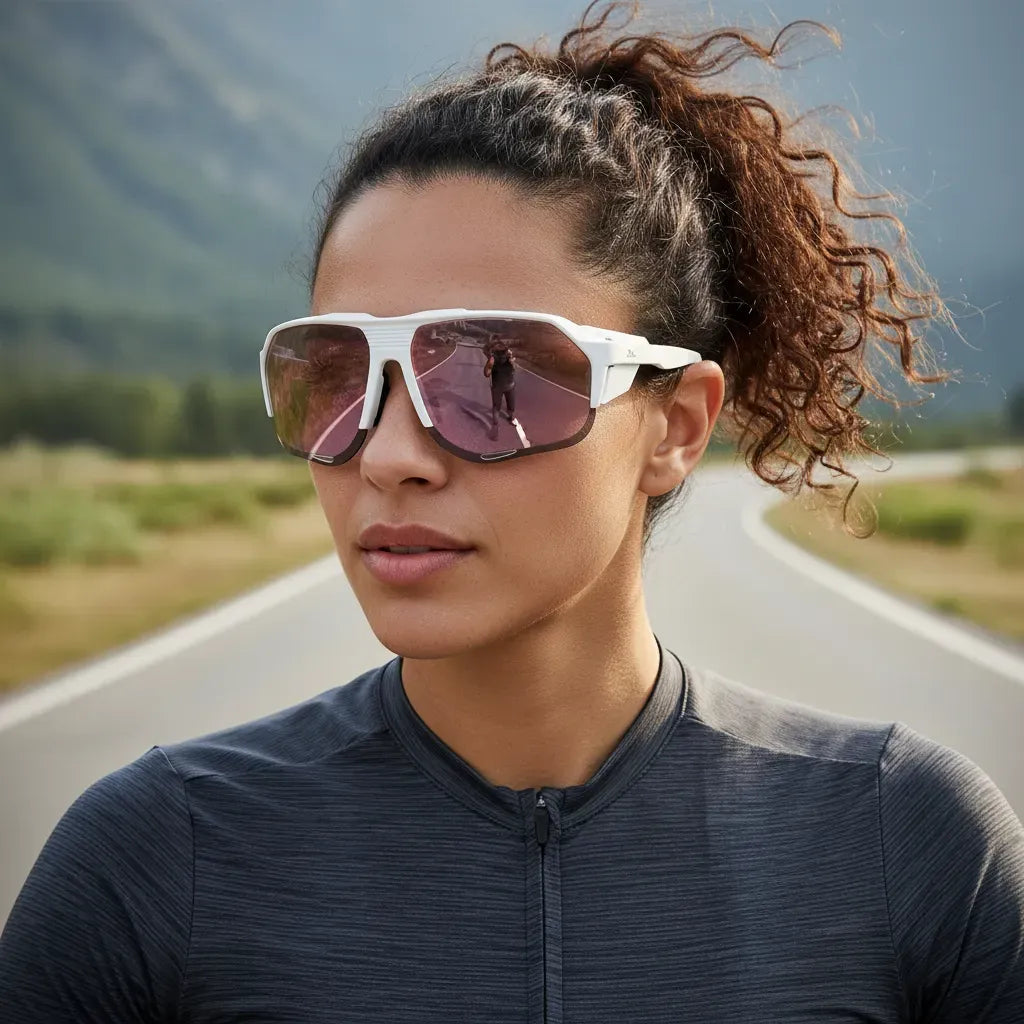 Óculos de Sol Esportivo Por Dios Modelo HP12454 - Branco - Rosa