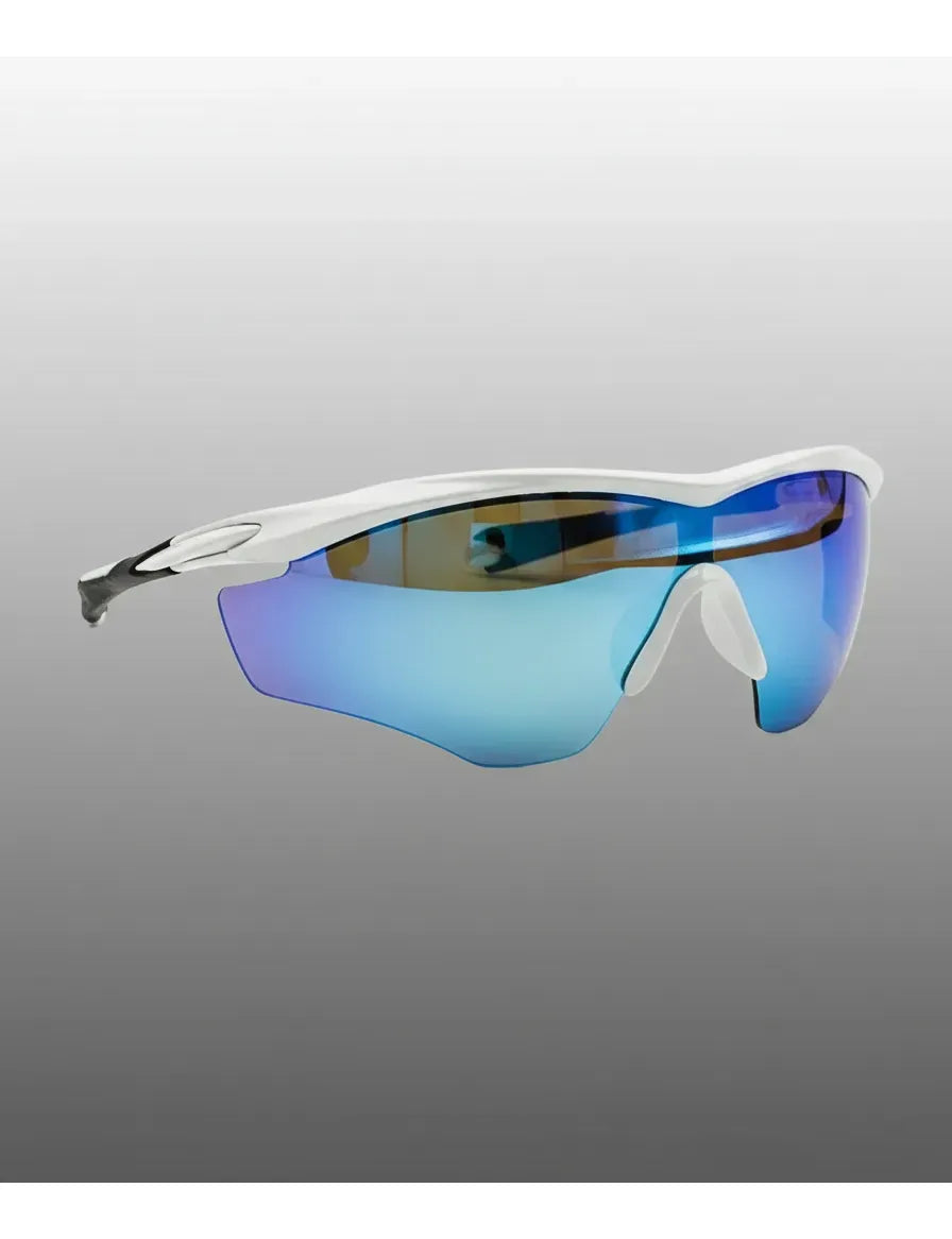 Óculos de Sol Esportivo Por Dios modelo HP 12458 - Branco - Azul Espelhado