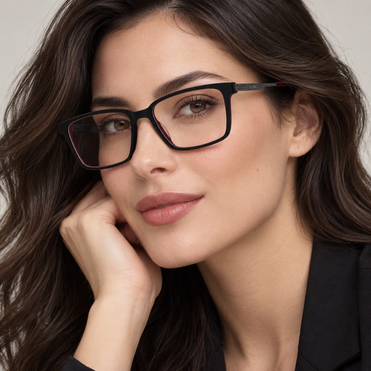 Armação Unisex PD MB4971 C1 Acetato Vermelho Preto Quadrado