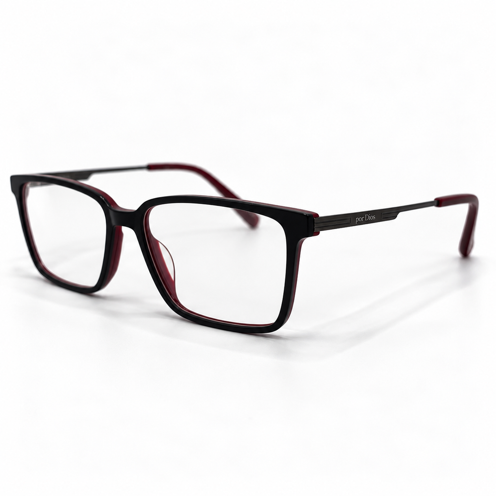 Armação Unisex PD MB4971 C1 Acetato Vermelho Preto Quadrado