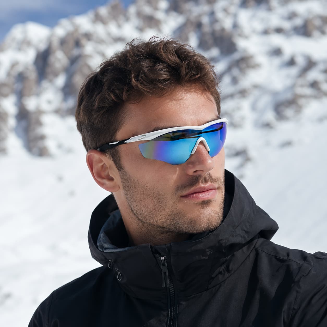 Óculos de Sol Esportivo Por Dios modelo HP 12458 - Branco - Azul Espelhado
