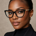 Armação Feminina Óculos PD CS1113 C1 Preto Acetato