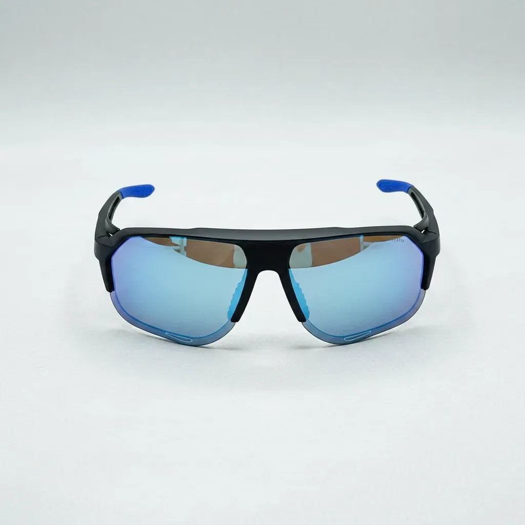 Óculos de Sol Esportivo Por Dios Modelo HP12454 - Preto - Azul Espelhado C5