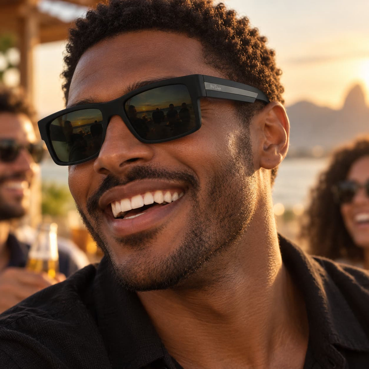 Armação Solar Masculino Por Dios MT3819S C1 Preto Acetato