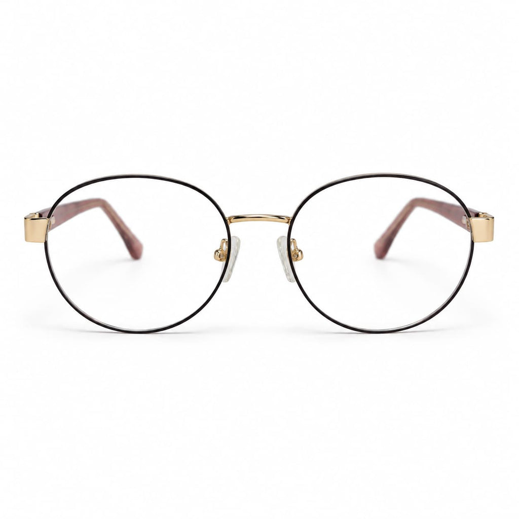 Armação Feminina Óculos PD CS1109 C3 Dourado  Cafe Bege