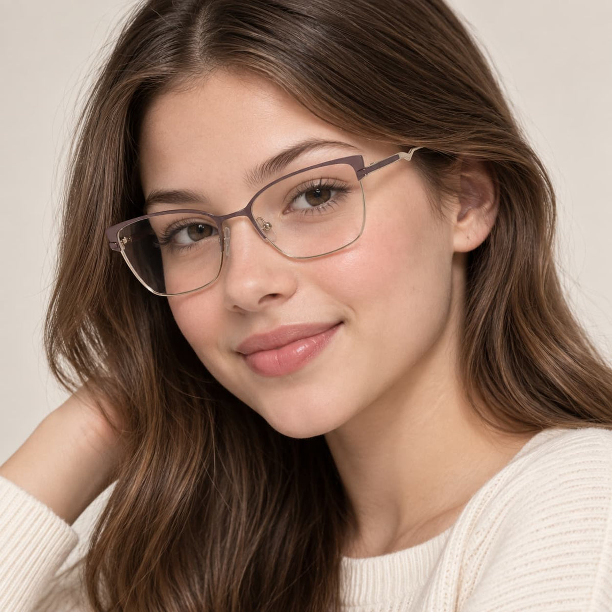 Armação Feminina Óculos PD  MJ5474 C3 Metalizado Nude