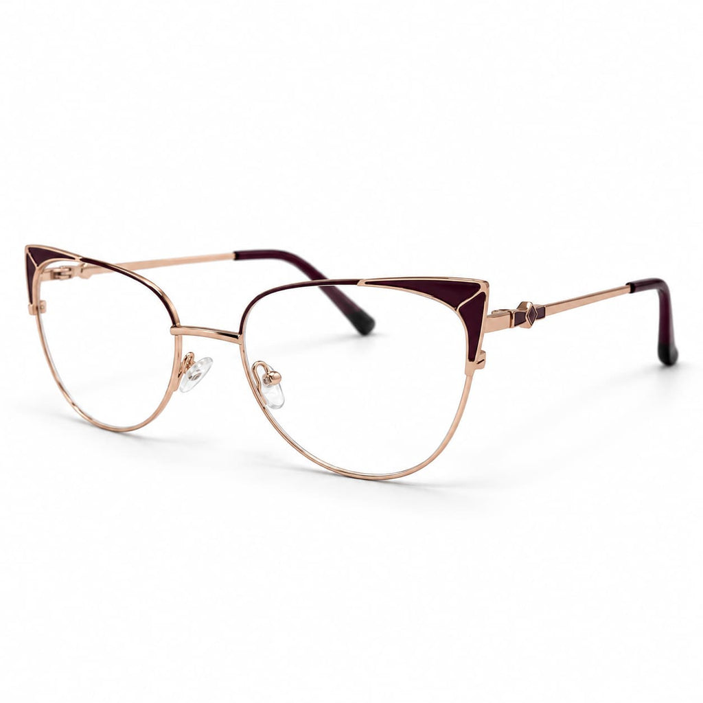 Armação Feminina Óculos PD  ZF20005 C2 Dourado Vermelho