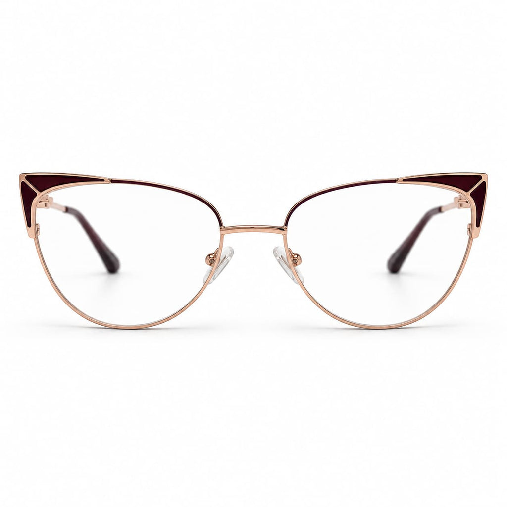 Armação Feminina Óculos PD  ZF20005 C2 Dourado Vermelho