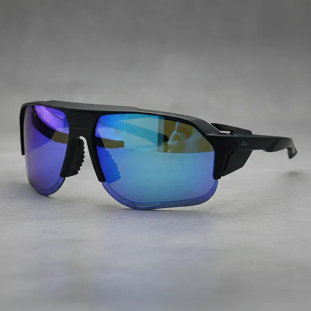 Óculos de Sol Esportivo Por Dios Modelo HP12454 - Preto - Azul Degradê C7