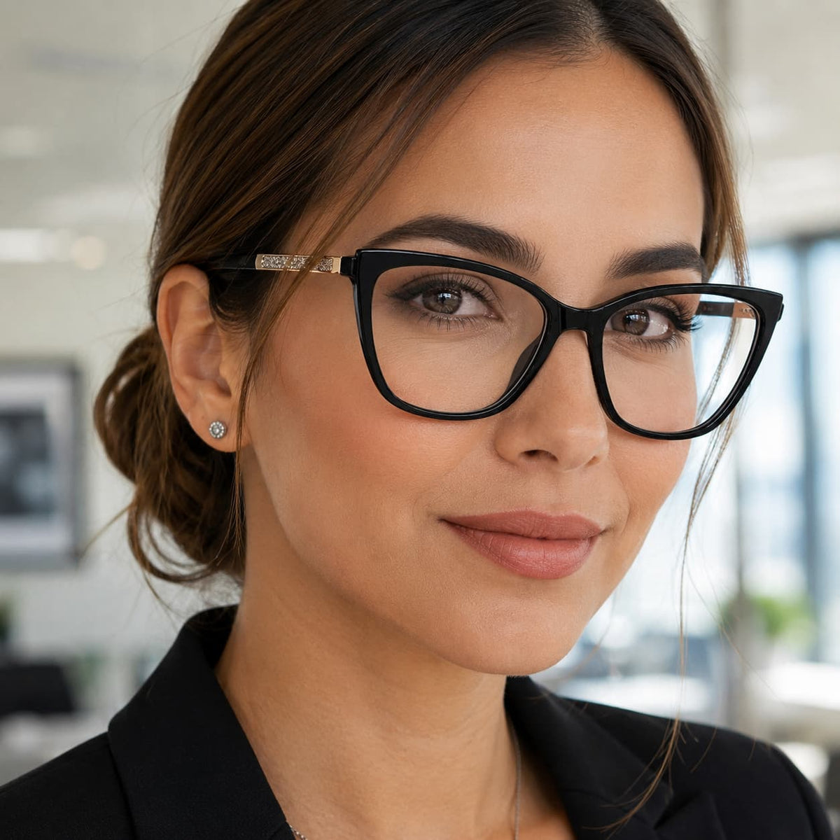 Armação Feminina Óculos PD CS1113 C1 Preto Acetato