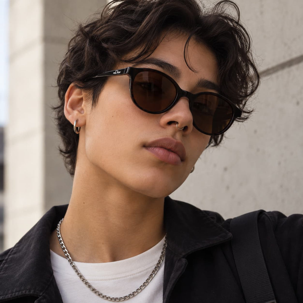 Armação Solar Unisex PD CY013 C2 Acetato Marrom Animal Preto