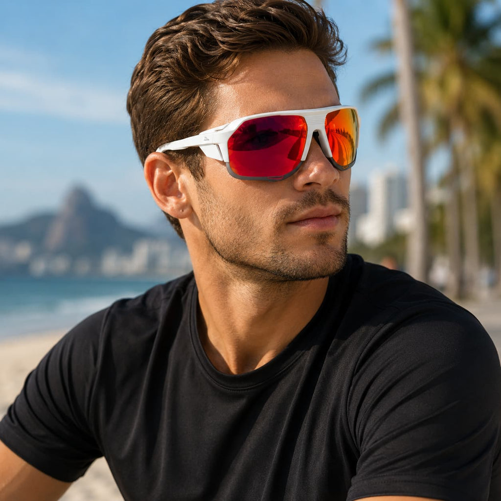 Óculos de Sol Esportivo Por Dios Modelo HP12454 - Laranja - Laranja Espelhado C8